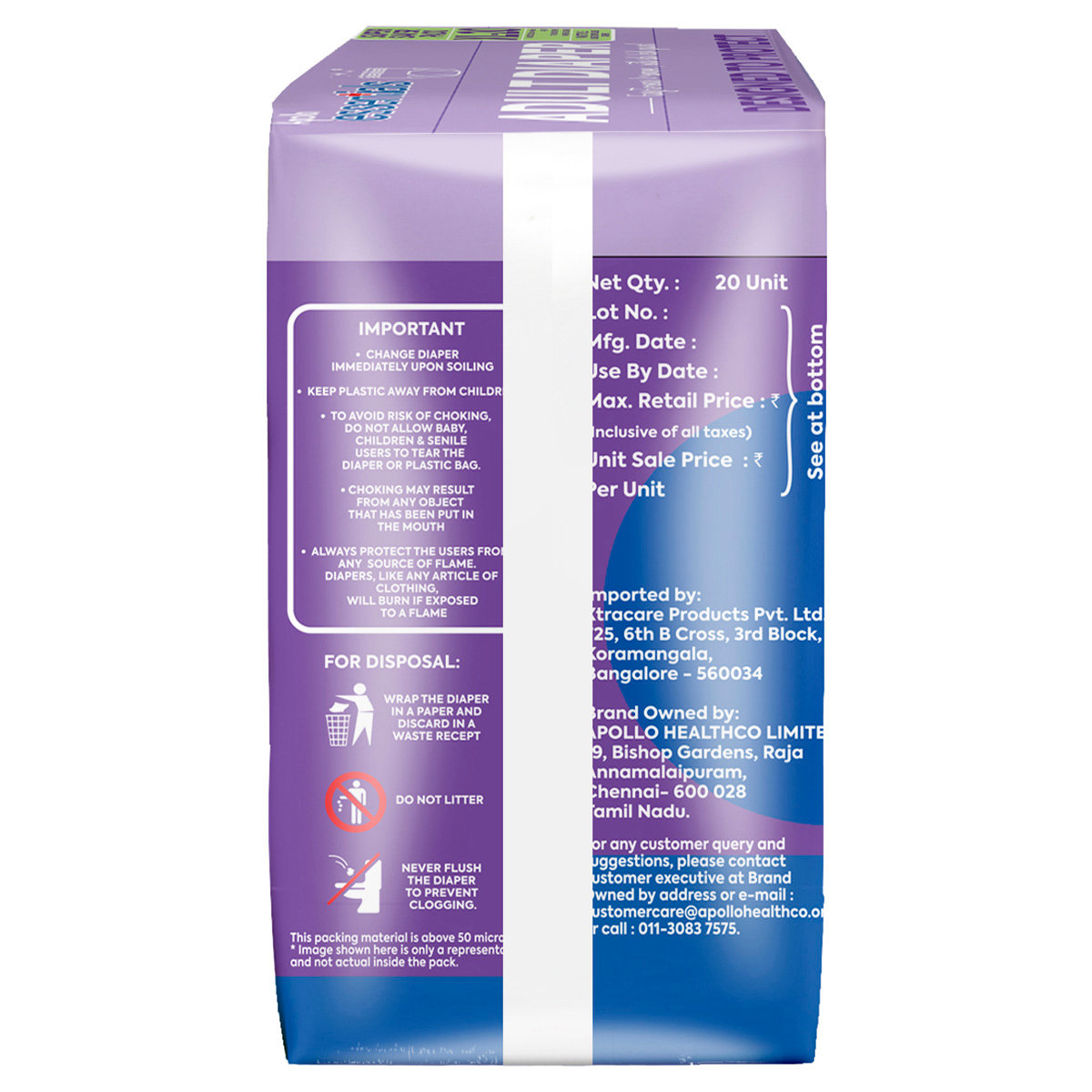 Apollo Essentials Adult Diaper Pant Style Unisex XL, 20 Count, Pack of 1 Apollo Essentials Adult Diaper Pant Style Unisex XL, 20 Count, Pack of 1