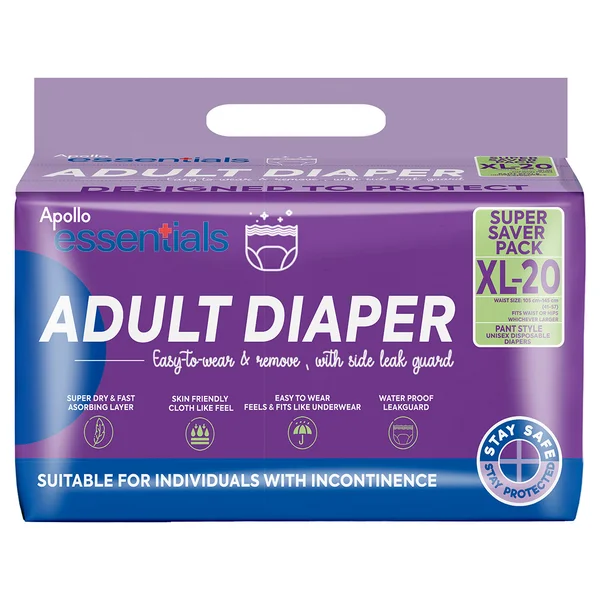 Apollo Essentials Adult Diaper Pant Style Unisex XL, 20 Count, Pack of 1
