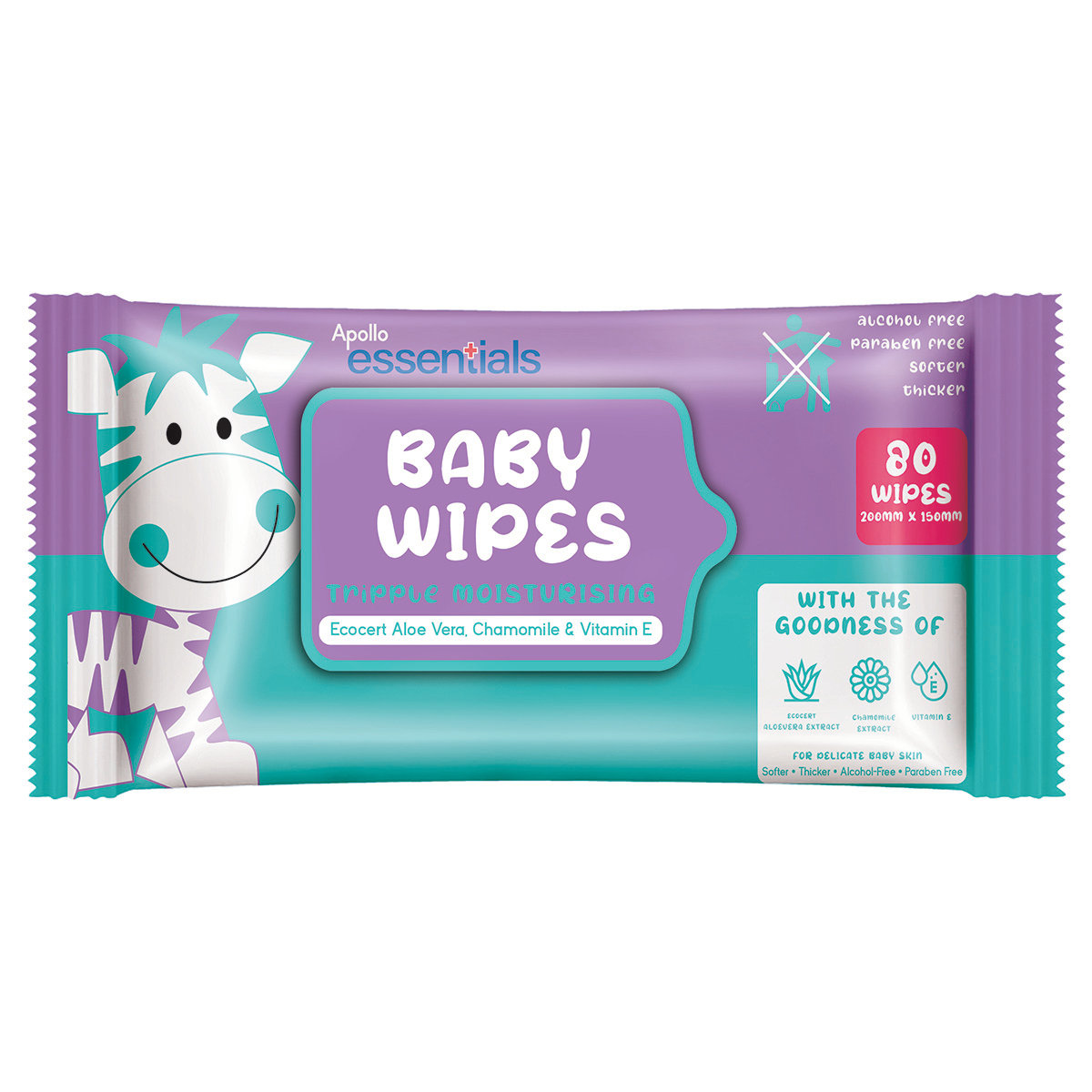 Apollo Essentials Baby Wipes, 80 Count, Pack of 1 Apollo Essentials Baby Wipes, 80 Count, Pack of 1