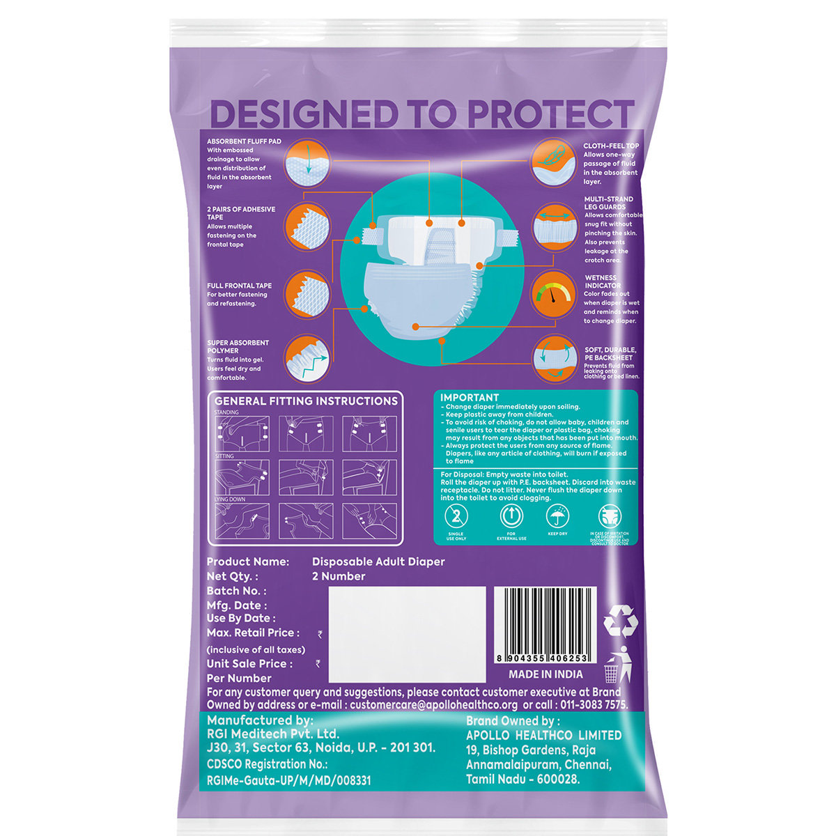 Apollo Essentials Adult Diaper Tape Style Unisex Medium, 2 Count, Pack of 1 Apollo Essentials Adult Diaper Tape Style Unisex Medium, 2 Count, Pack of 1