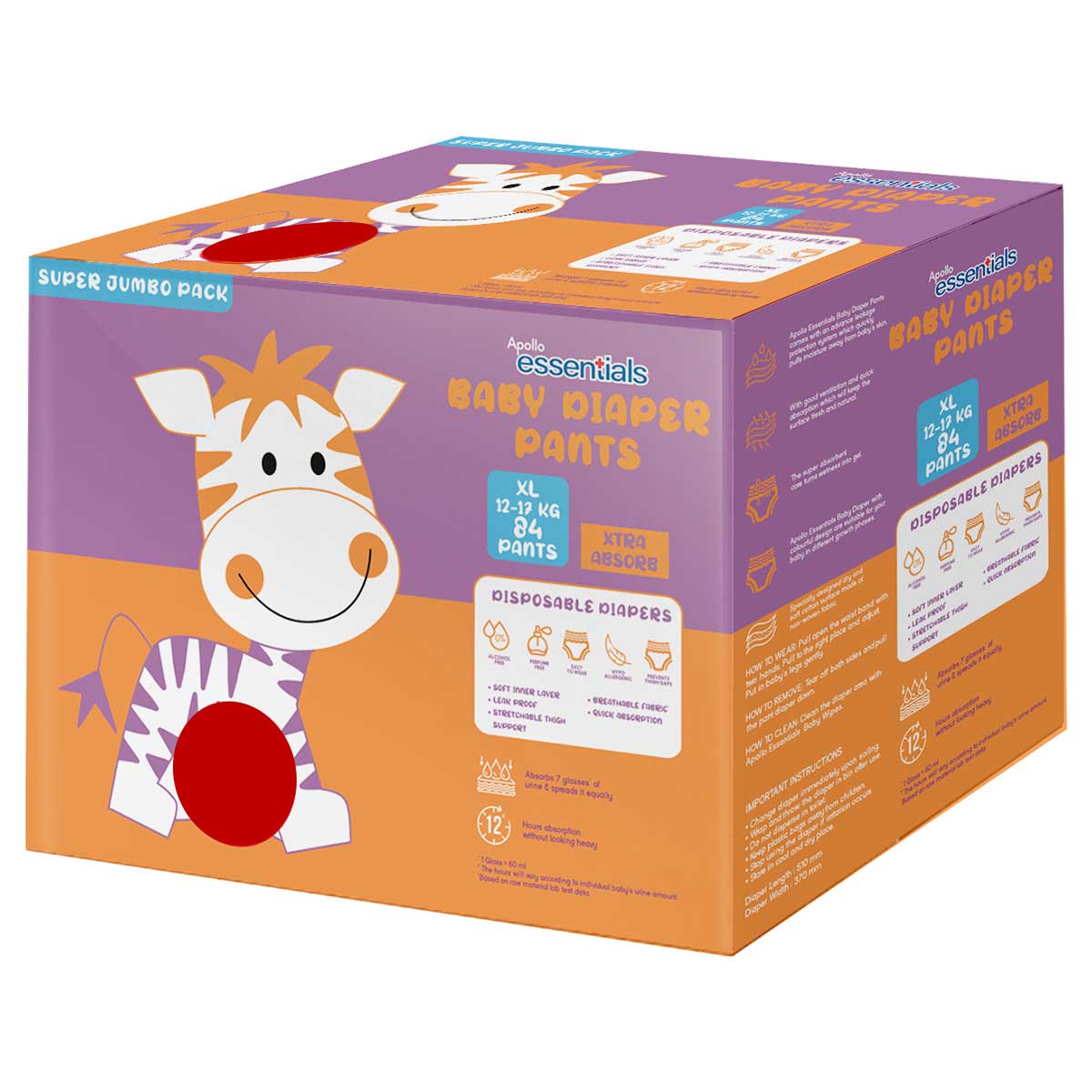 Apollo Essentials Baby Diaper Pants XL, 84 Count (2x42), Pack of 1 Apollo Essentials Baby Diaper Pants XL, 84 Count (2x42), Pack of 1