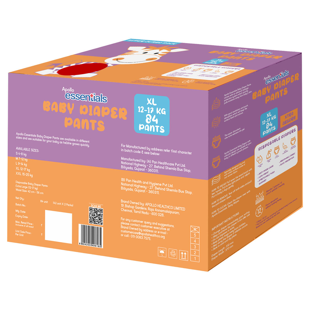 Apollo Essentials Baby Diaper Pants XL, 84 Count (2x42), Pack of 1 Apollo Essentials Baby Diaper Pants XL, 84 Count (2x42), Pack of 1