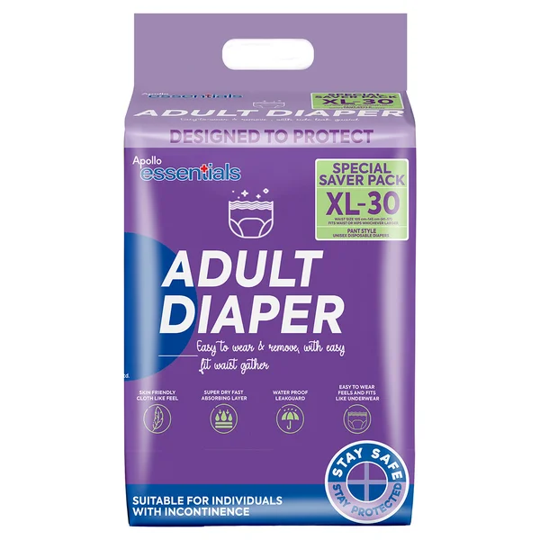 Apollo Essentials Adult Diaper Pant Unisex XL, 30 Count