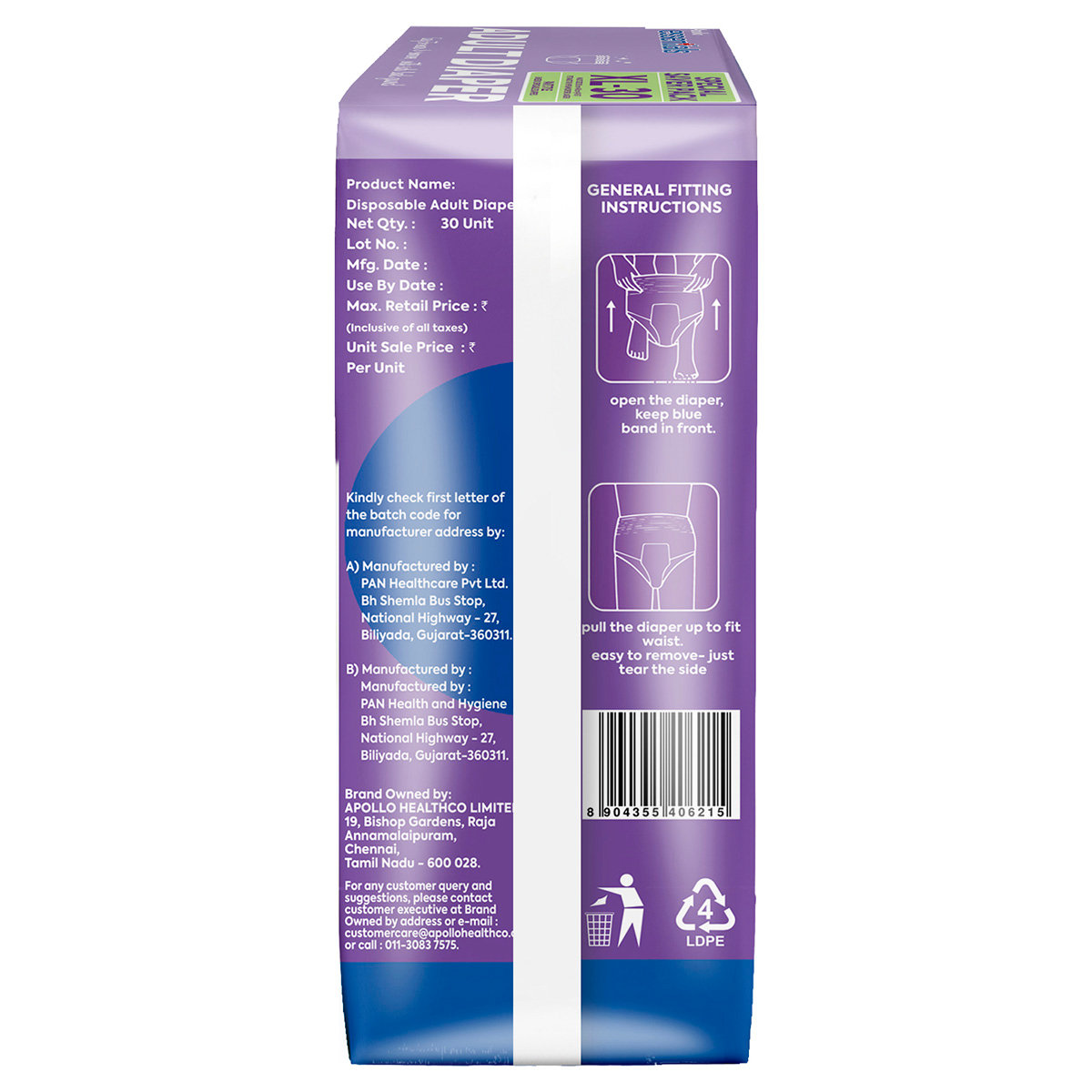 Apollo Essentials Adult Diaper Pant Unisex XL, 30 Count, Pack of 1 Apollo Essentials Adult Diaper Pant Unisex XL, 30 Count, Pack of 1