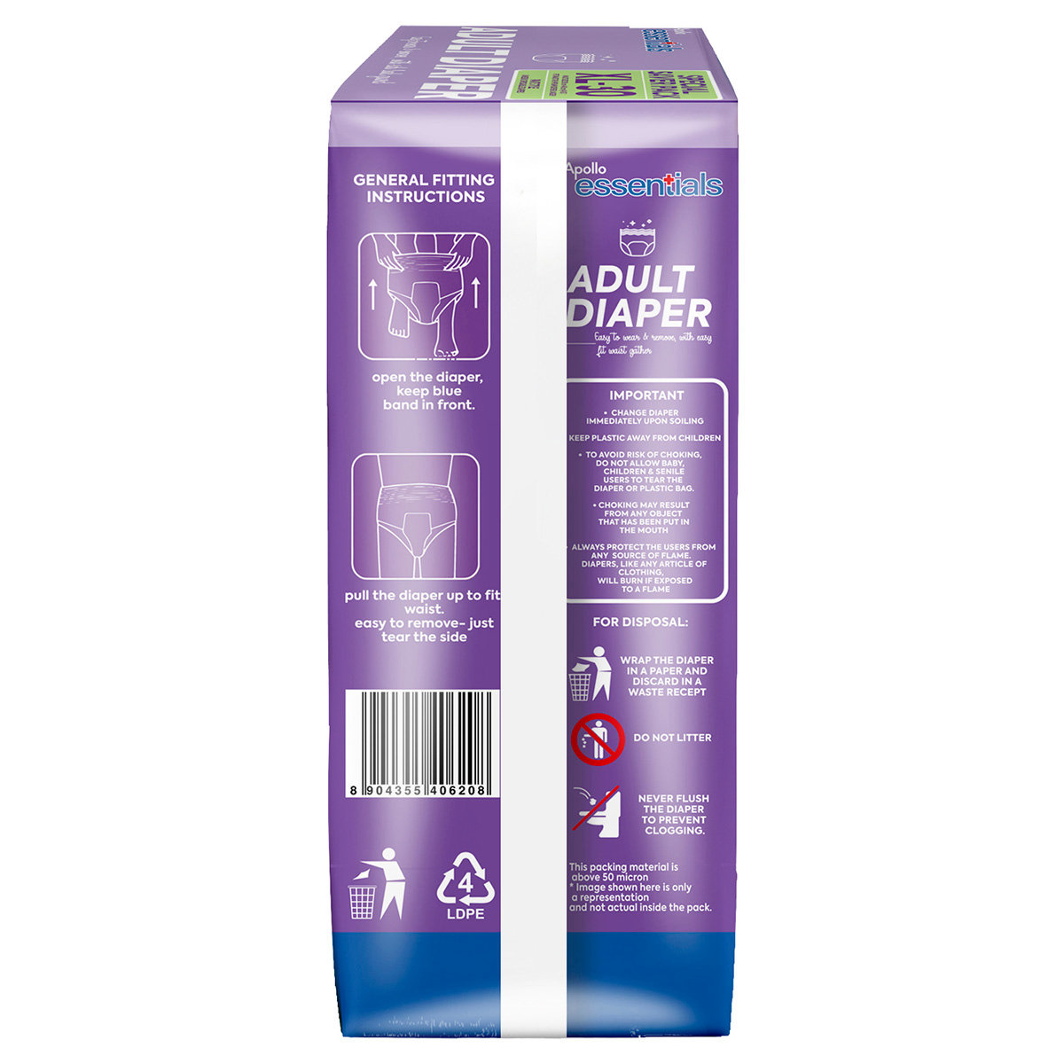 Apollo Essentials Adult Diaper Pant Unisex Large, 30 Count, Pack of 1 Apollo Essentials Adult Diaper Pant Unisex Large, 30 Count, Pack of 1