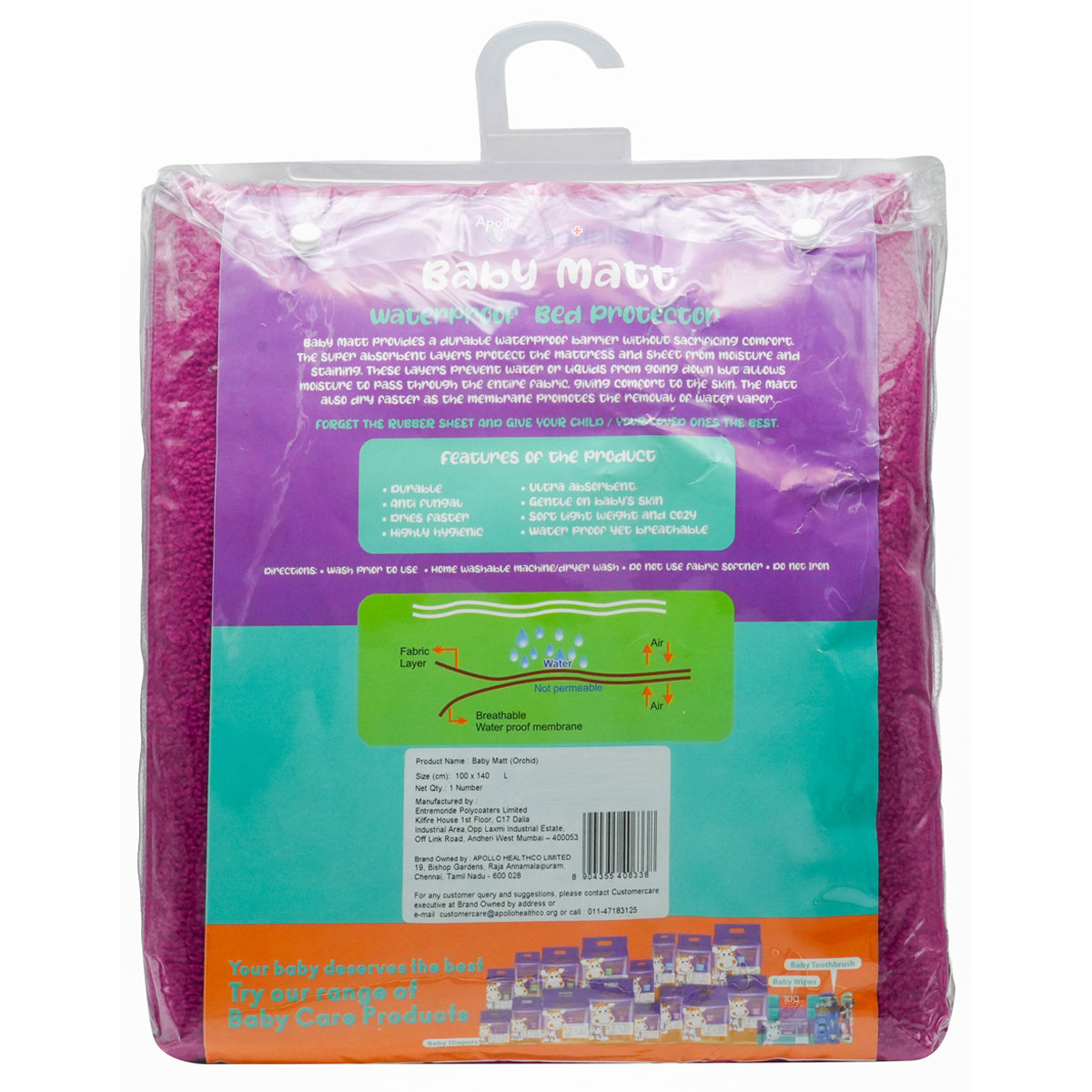 Apollo Essentials Baby Matt (Orchid) + Apollo Essentials Baby Nappy Pads 30 Count, Combo Pack, Pack of 1 Apollo Essentials Baby Matt (Orchid) + Apollo Essentials Baby Nappy Pads 30 Count, Combo Pack, Pack of 1