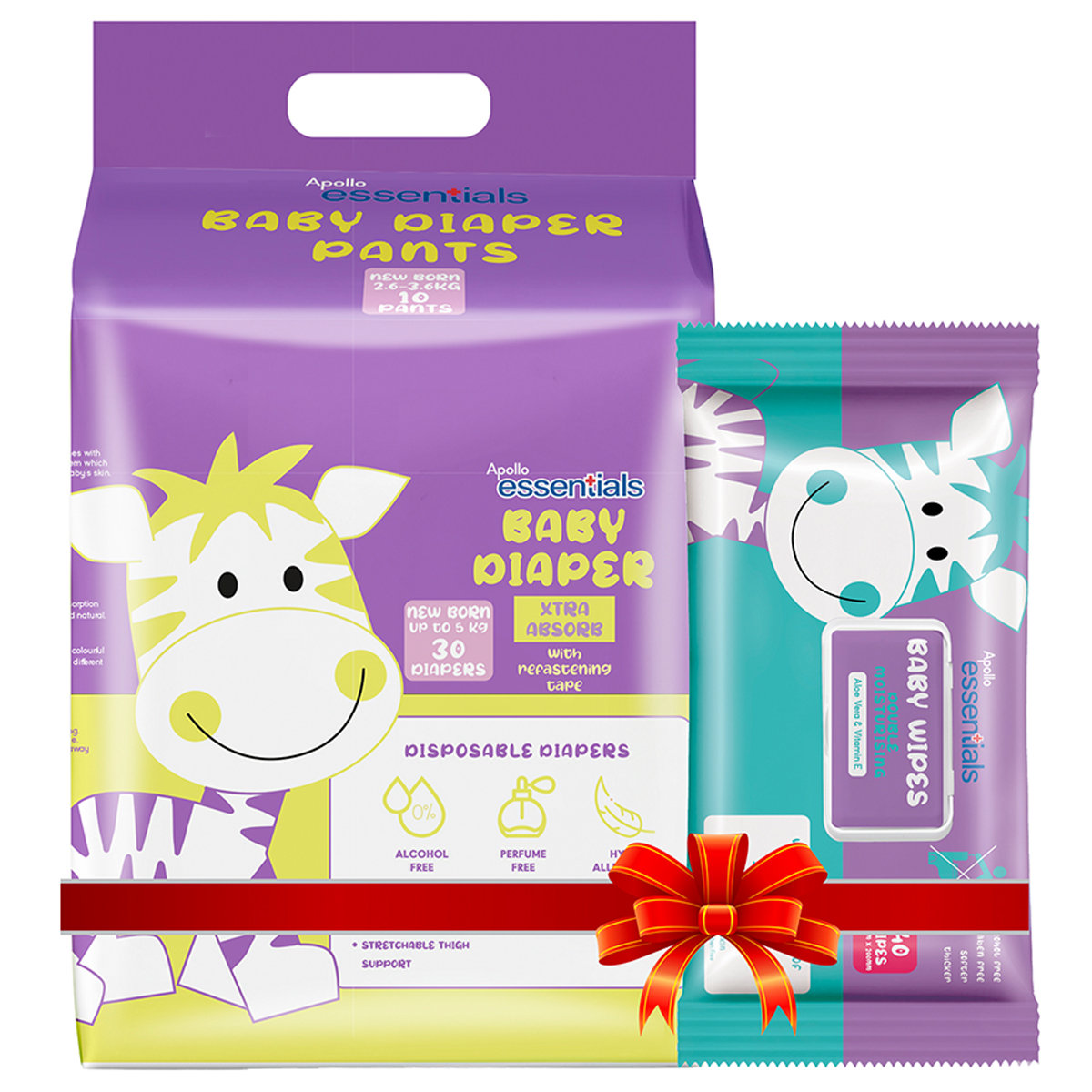 Apollo Essentials New Born Baby Diaper 30 Count + Apollo Essentials Baby Wipes 40 Count, Compo Pack, Pack of 1 Apollo Essentials New Born Baby Diaper 30 Count + Apollo Essentials Baby Wipes 40 Count, Compo Pack, Pack of 1