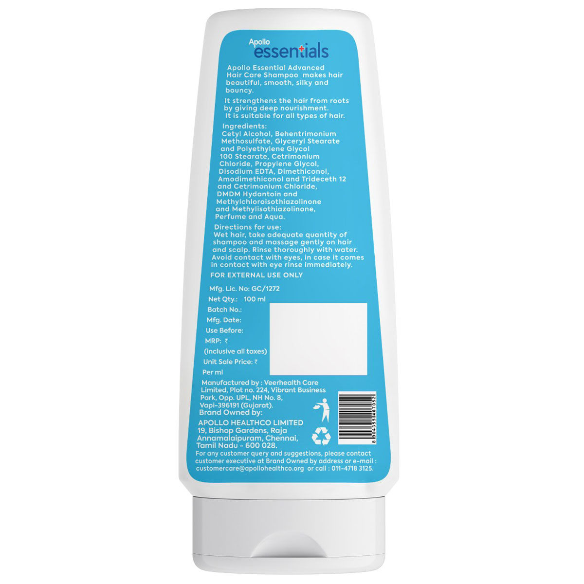 Apollo Essentials Advanced Hair Care Shampoo, 200 ml (2x100 ml), Pack of 2 Apollo Essentials Advanced Hair Care Shampoo, 200 ml (2x100 ml), Pack of 2