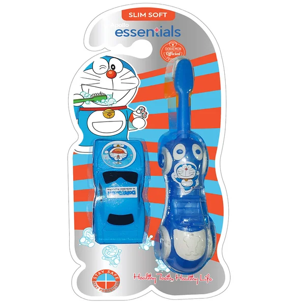Apollo Essentials Doraemon Toothbrush + Toy, 1 Count, Pack of 1