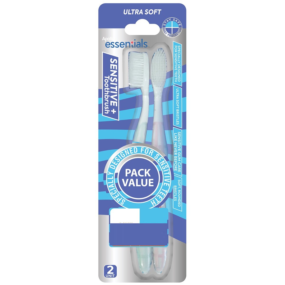 Apollo Essential Sensitive+ Toothbrush with Hygiene Caps, 2 Count, Pack of 1 Apollo Essential Sensitive+ Toothbrush with Hygiene Caps, 2 Count, Pack of 1
