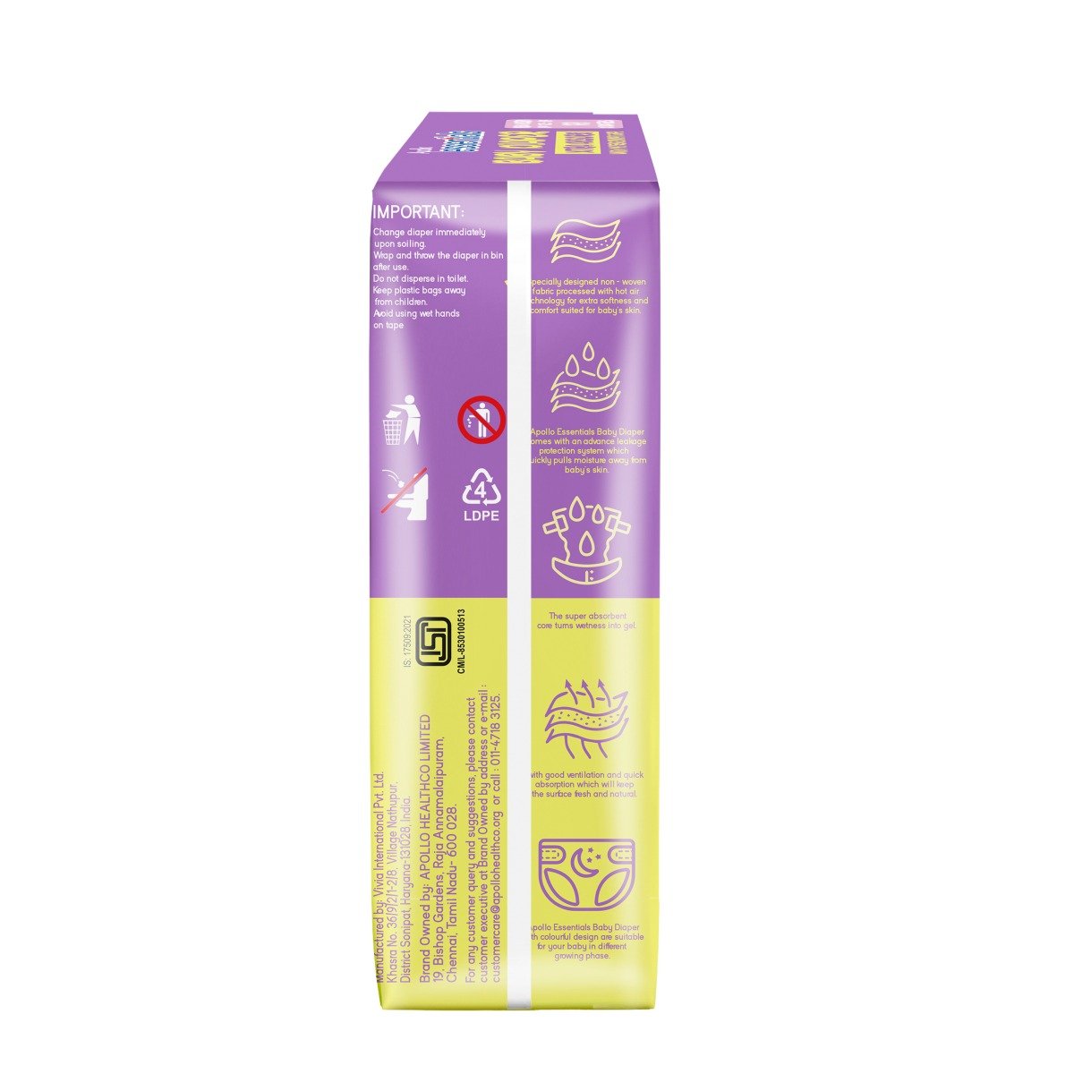 Apollo Essentials Xtra Absorb Baby Diapers New Born, 78 Count, Pack of 1 Apollo Essentials Xtra Absorb Baby Diapers New Born, 78 Count, Pack of 1