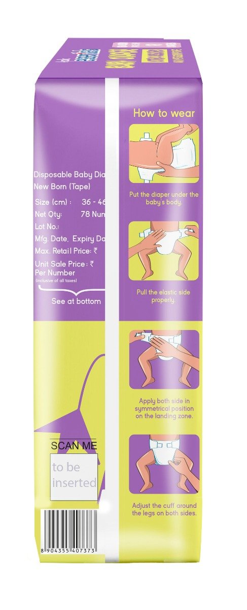 Apollo Essentials Xtra Absorb Baby Diapers New Born, 78 Count, Pack of 1 Apollo Essentials Xtra Absorb Baby Diapers New Born, 78 Count, Pack of 1