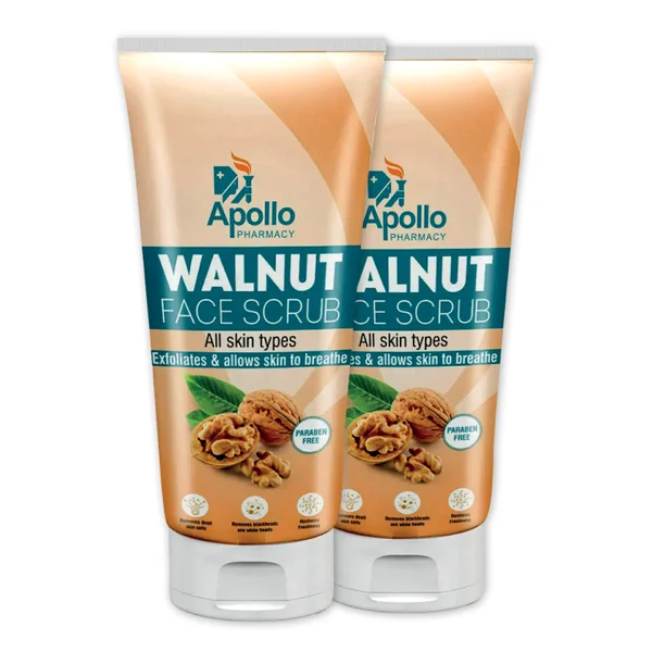 Apollo Pharmacy Walnut Face Scrub, 120 gm (2x60 gm), Pack of 2