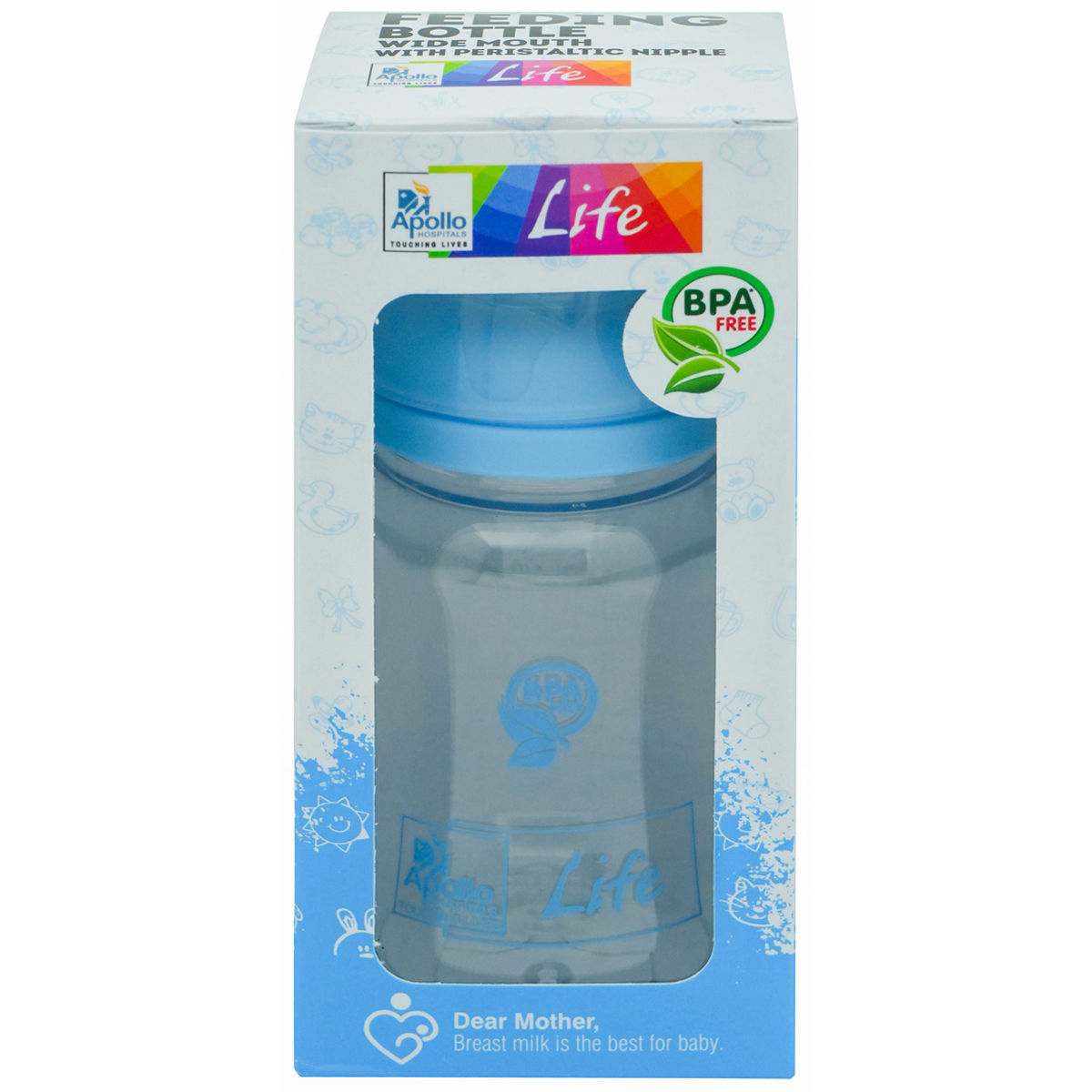 Buy Apollo Life Feeding Bottle with Peristaltic Nipple, 250 ml