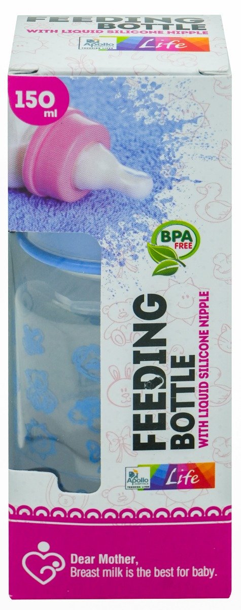 Apollo Life Feeding Bottle with Silicone Nipple, 150 ml, Pack of 1 Apollo Life Feeding Bottle with Silicone Nipple, 150 ml, Pack of 1