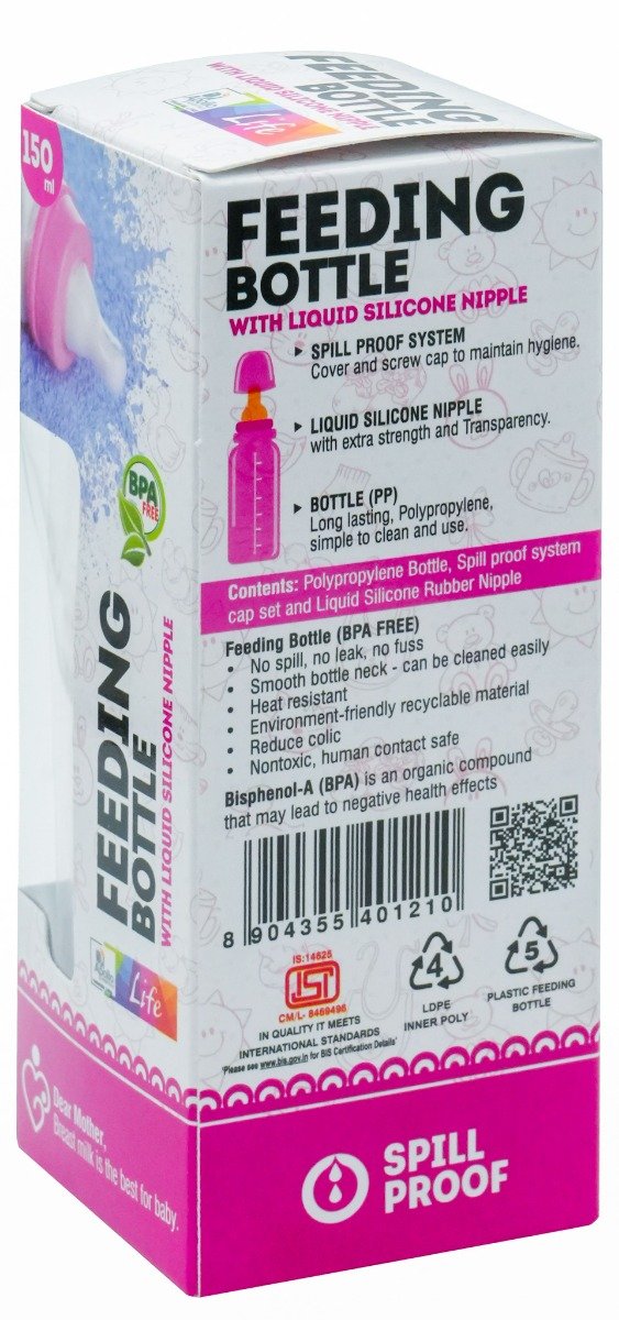 Apollo Life Feeding Bottle with Silicone Nipple, 150 ml, Pack of 1 Apollo Life Feeding Bottle with Silicone Nipple, 150 ml, Pack of 1