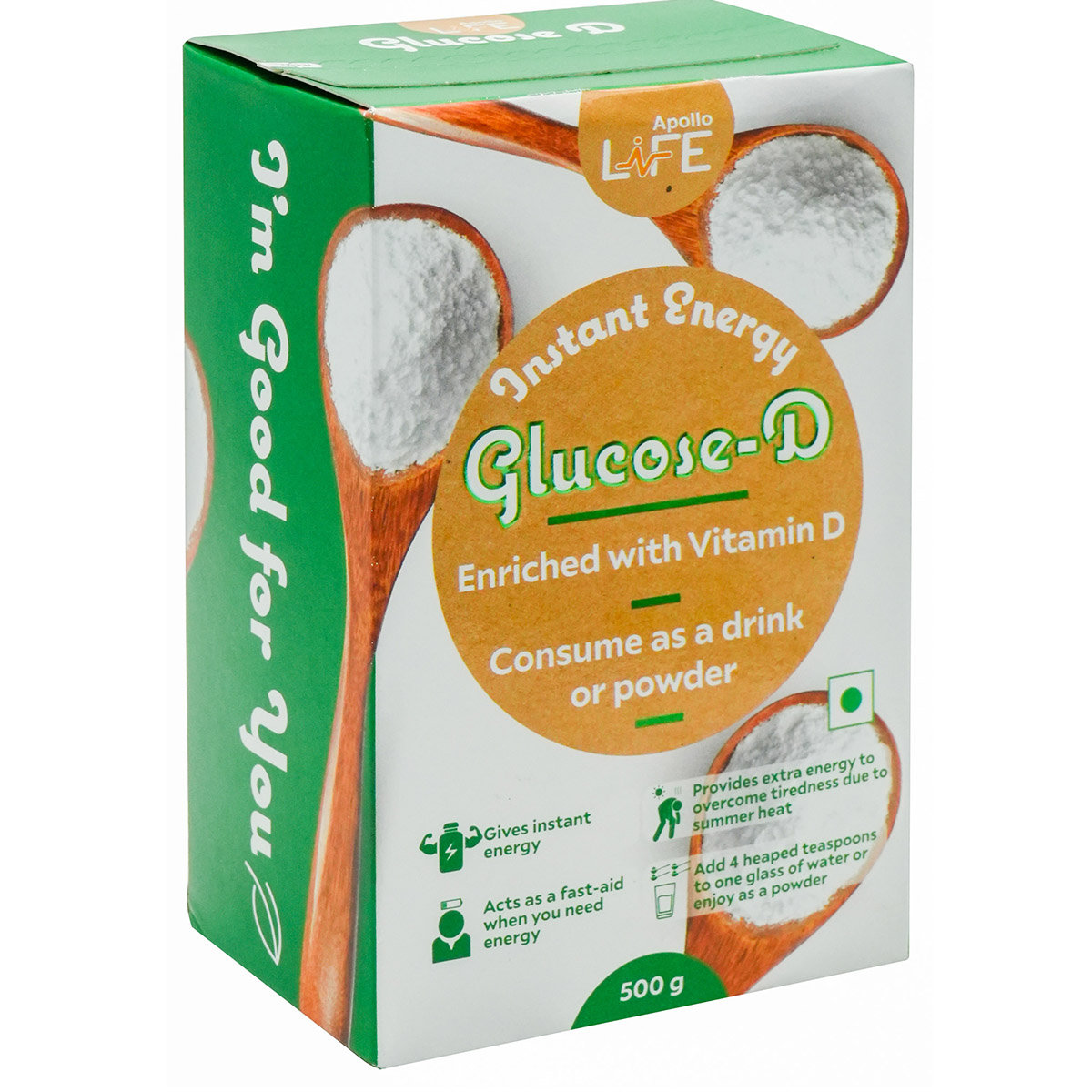 Apollo Life Glucose-D Instant Energy Drink, 500 gm Refill Pack, Pack of 1 Apollo Life Glucose-D Instant Energy Drink, 500 gm Refill Pack, Pack of 1