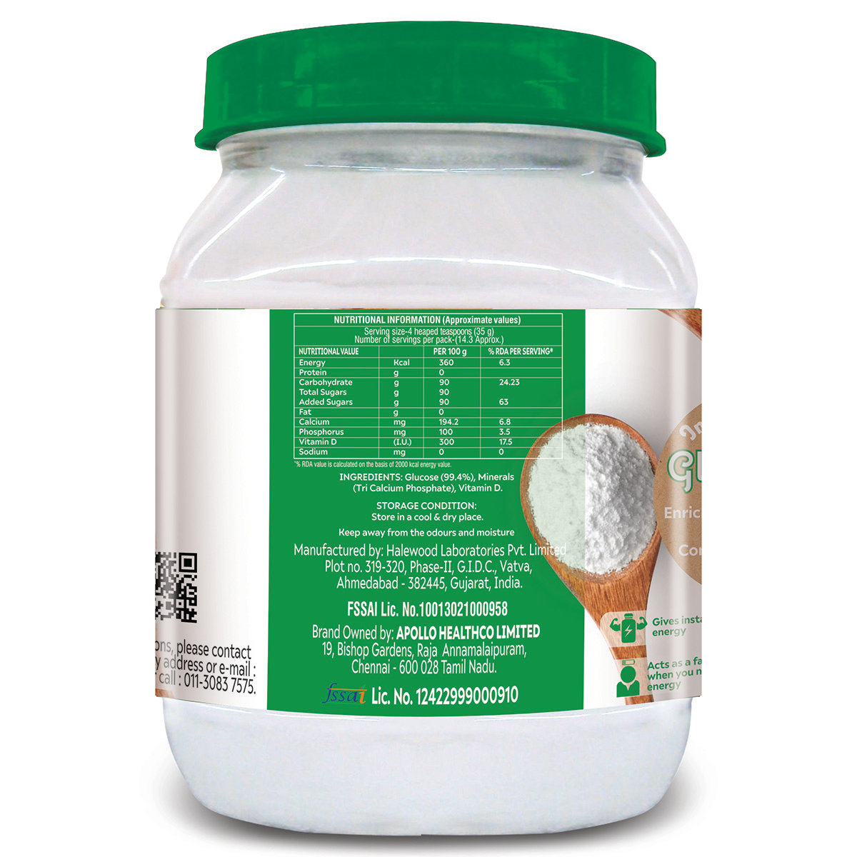 Apollo Life Glucose-D Instant Energy Drink, 500 gm Jar, Pack of 1 Apollo Life Glucose-D Instant Energy Drink, 500 gm Jar, Pack of 1