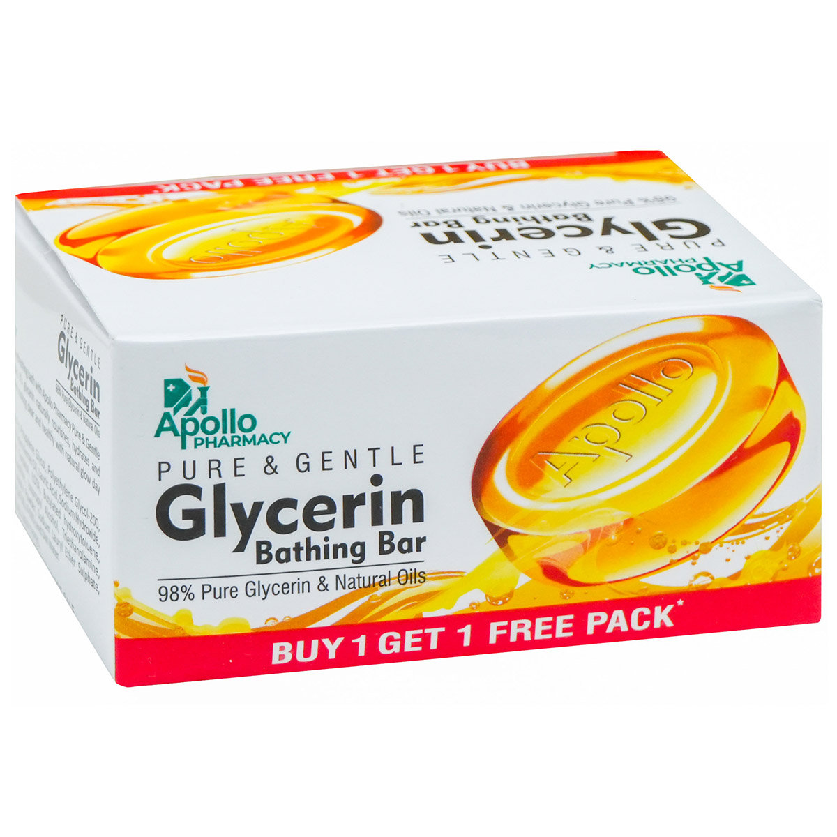 Apollo Pharmacy Glycerin Bathing Bar, 75 gm (Buy 2 Get 2 Free), Pack of 2 Apollo Pharmacy Glycerin Bathing Bar, 75 gm (Buy 2 Get 2 Free), Pack of 2
