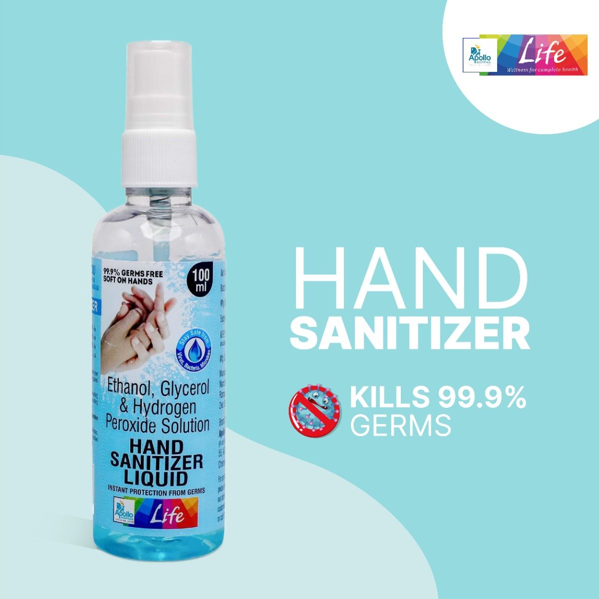 Apollo Life Hand Sanitizer Liquid Spray 100 ml, 3 Count Price, Uses ...