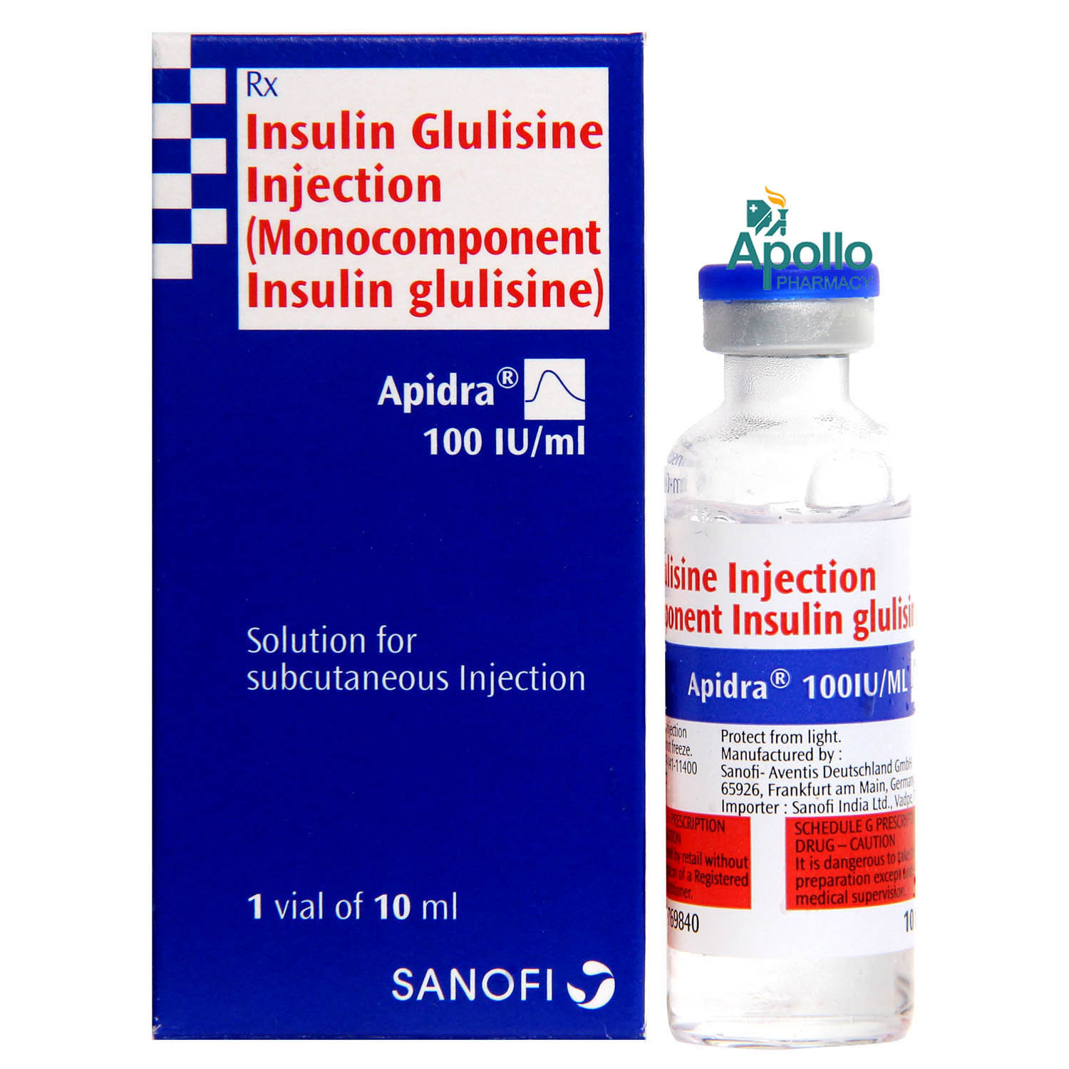 Apidra 100IU / ml Injection 10 ml, Pack of 1 Injection Apidra 100IU / ml Injection 10 ml, Pack of 1 Injection
