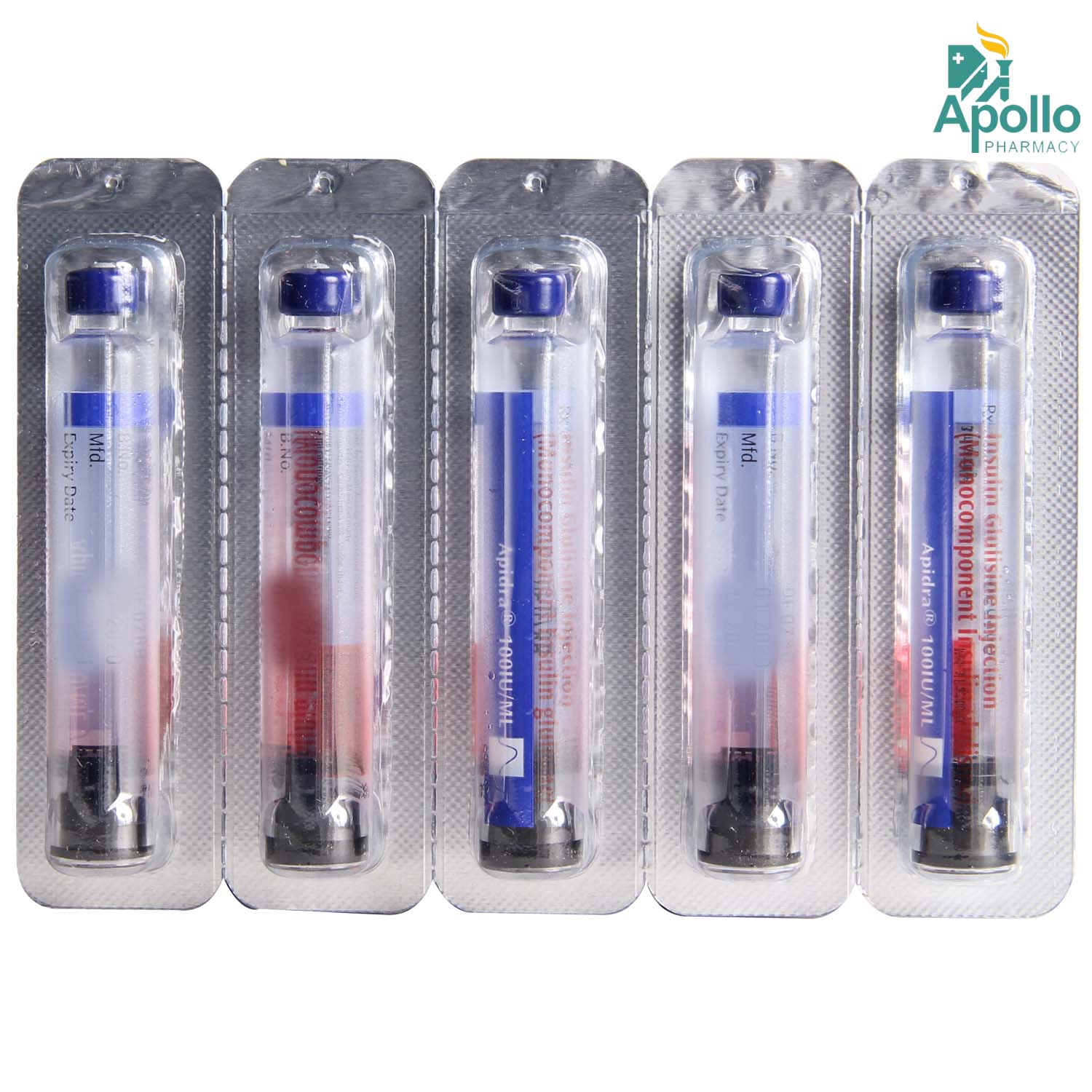 Apidra 100IU Cartridge 3 ml, Pack of 5 InjectionS Apidra 100IU Cartridge 3 ml, Pack of 5 InjectionS