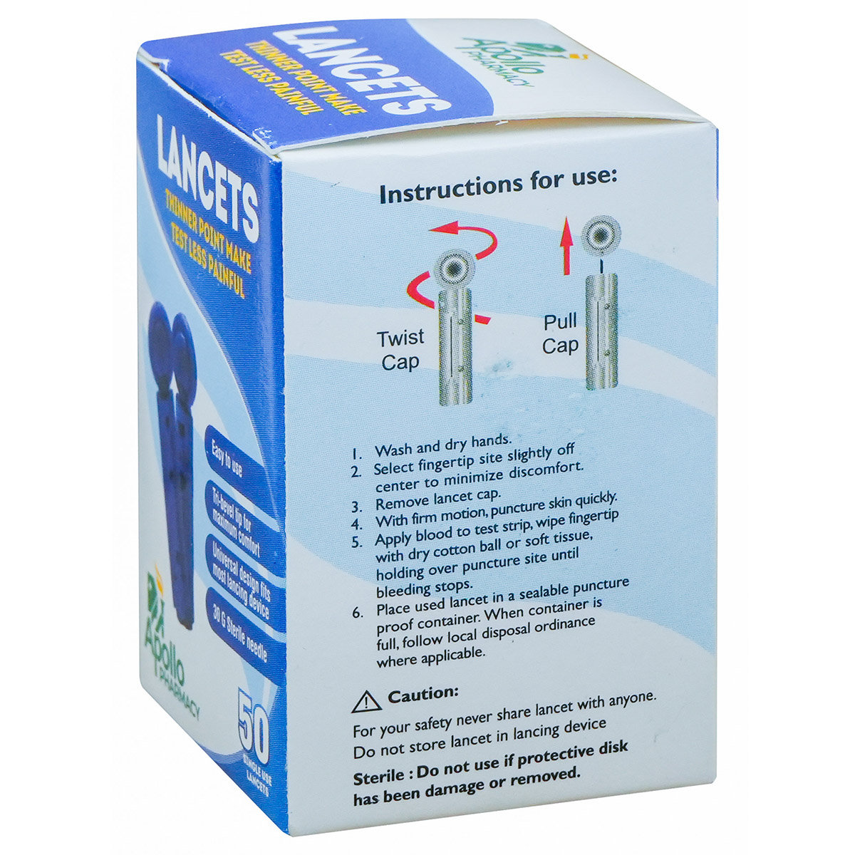 Apollo Pharmacy Lancets, 50 Count, Pack of 1 Apollo Pharmacy Lancets, 50 Count, Pack of 1