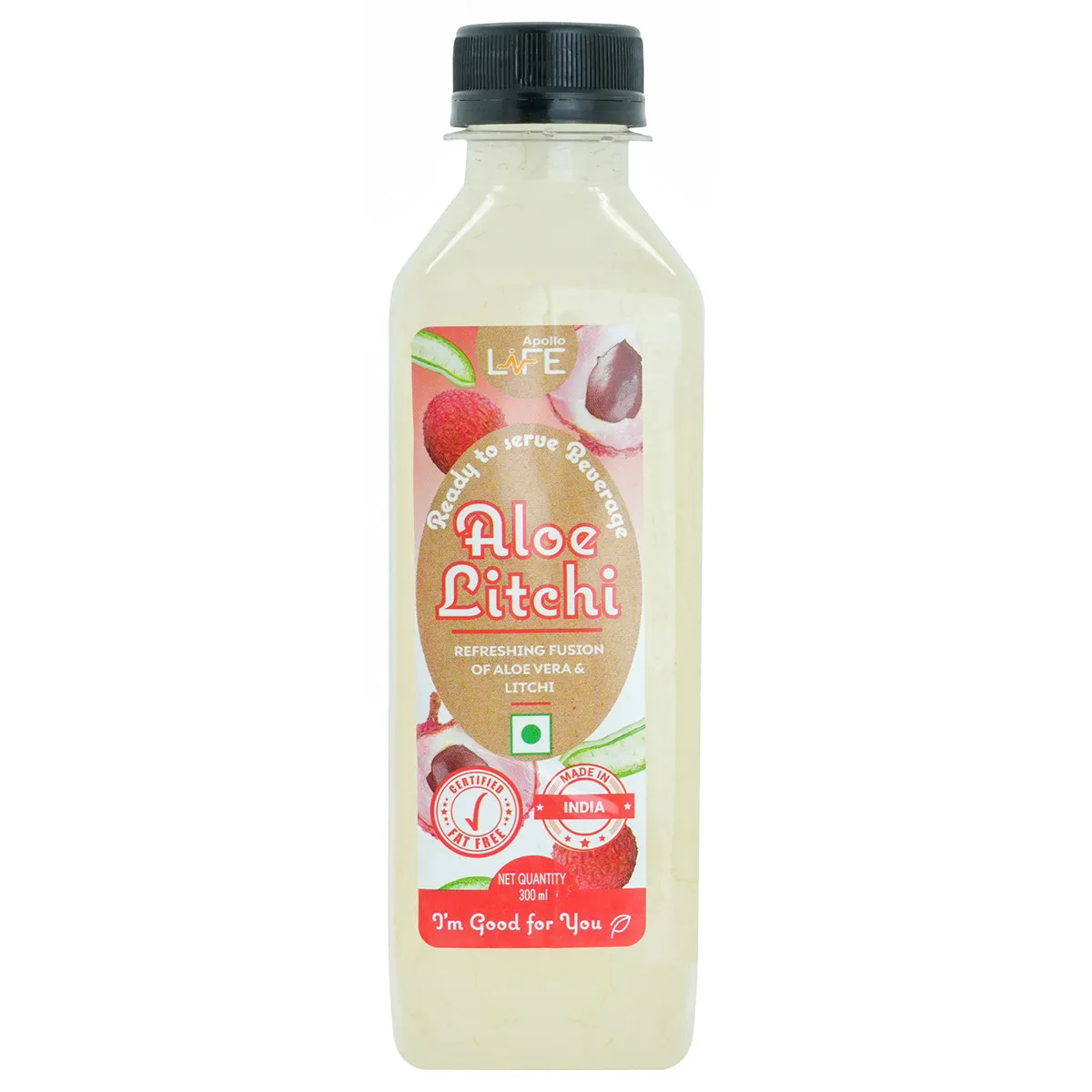 Apollo Life Aloe-Litchi Juice, 3x300 ml ஹிந்தியில்