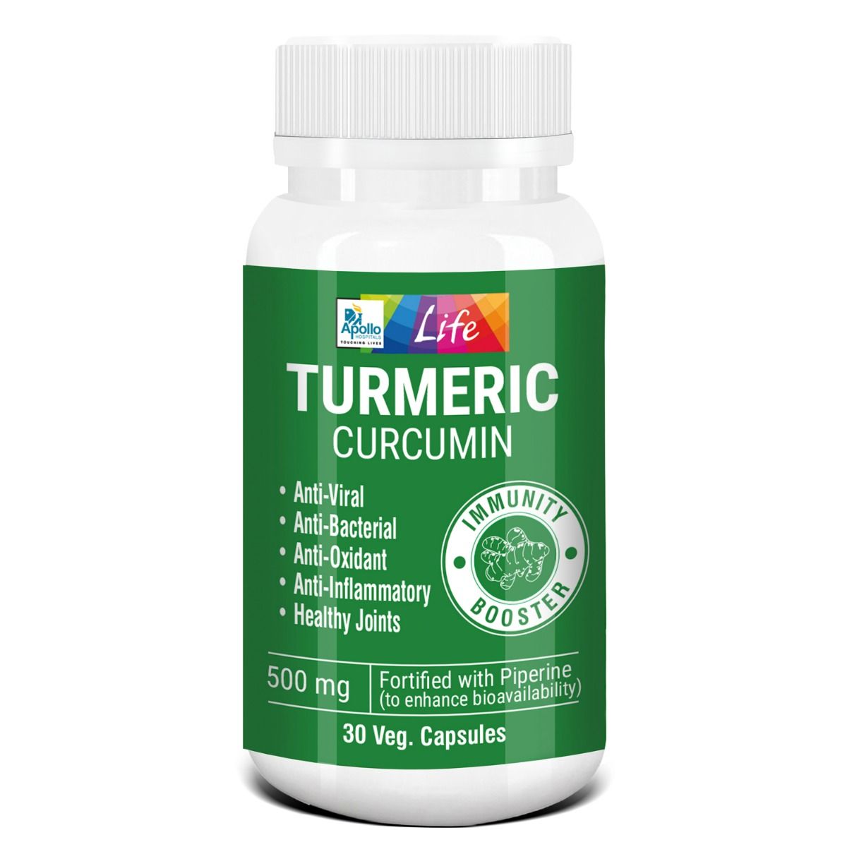 Buy Apollo Life Turmeric Curcumin 500 mg, 30 Capsules Online