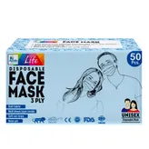 Apollo Life 3 Ply Disposable Face Mask, 50 Count, Pack of 50