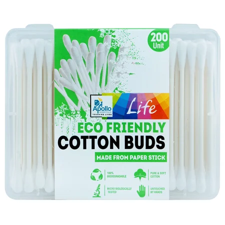 Apollo Life Eco Friendly Cotton Buds, 200 Count
