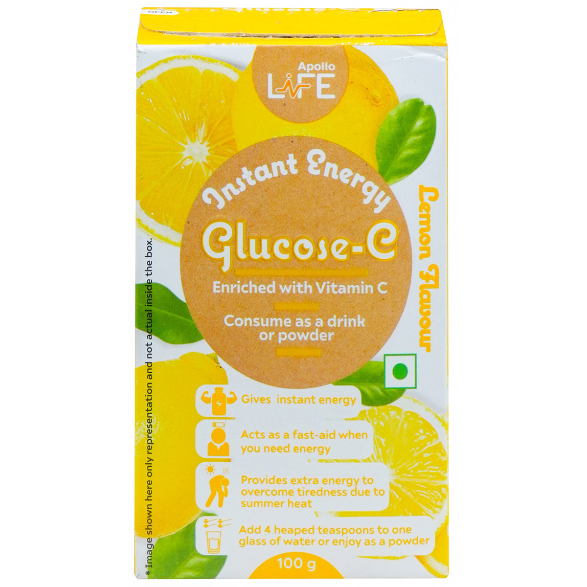 Apollo Life Glucose-C Lemon Flavour Powder, 100 gm, Pack of 1 Apollo Life Glucose-C Lemon Flavour Powder, 100 gm, Pack of 1