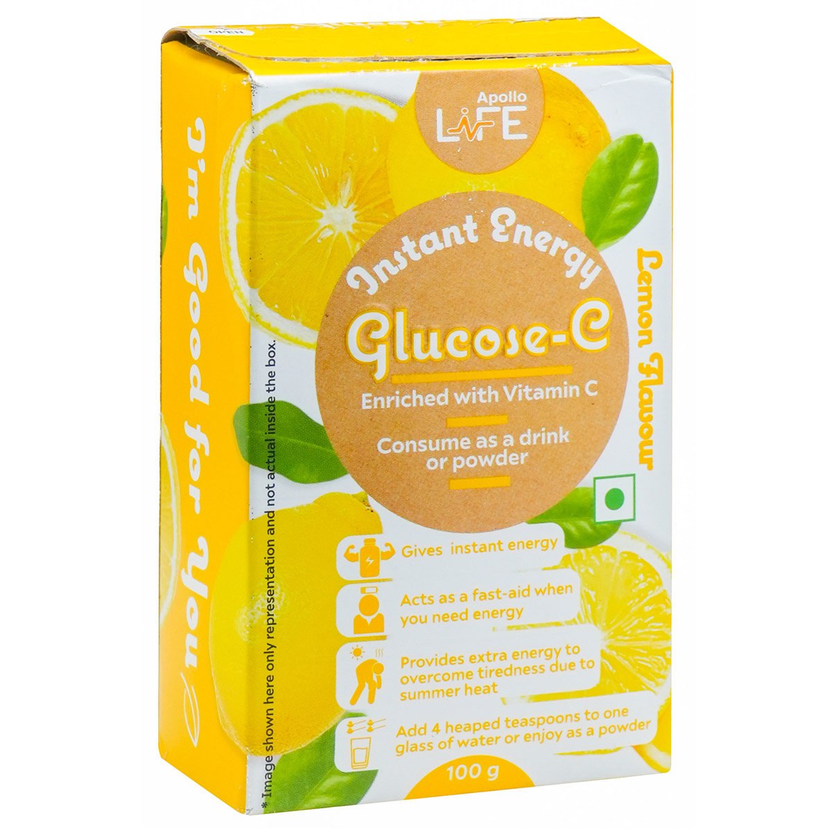 Apollo Life Glucose-C Lemon Flavour Powder, 100 gm, Pack of 1 Apollo Life Glucose-C Lemon Flavour Powder, 100 gm, Pack of 1