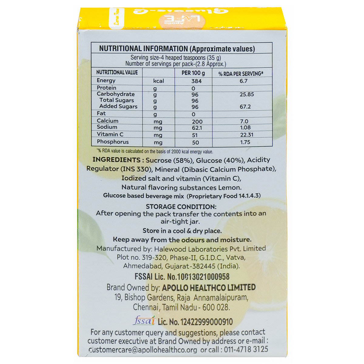 Apollo Life Glucose-C Lemon Flavour Powder, 100 gm, Pack of 1 Apollo Life Glucose-C Lemon Flavour Powder, 100 gm, Pack of 1