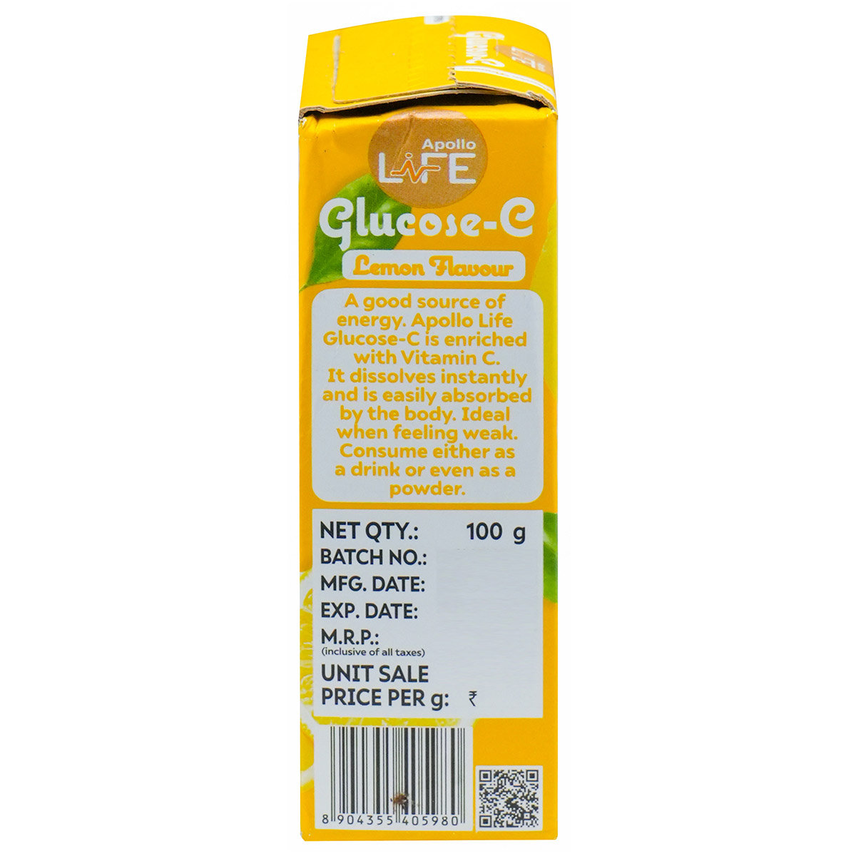Apollo Life Glucose-C Lemon Flavour Powder, 100 gm, Pack of 1 Apollo Life Glucose-C Lemon Flavour Powder, 100 gm, Pack of 1