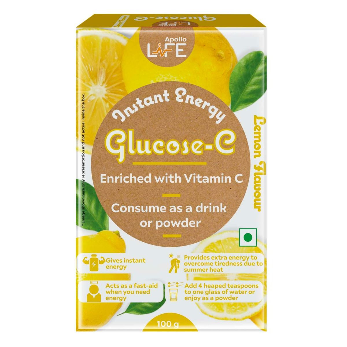 Buy Apollo Life Glucose-C Lemon Flavour Powder, 100 gm Online