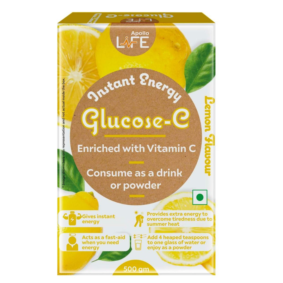 Buy Apollo Life Glucose-C Lemon Flavour Powder, 500 gm Online