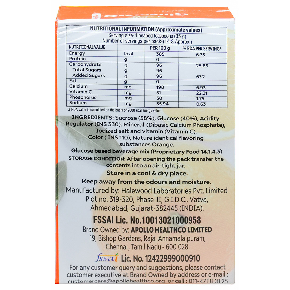 Apollo Life Glucose-C Orange Flavour Powder, 500 gm, Pack of 1 Apollo Life Glucose-C Orange Flavour Powder, 500 gm, Pack of 1