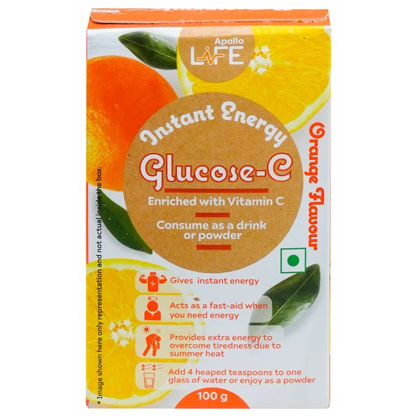 Apollo Life Glucose-C Orange Flavour Powder, 100 gm, Pack of 1