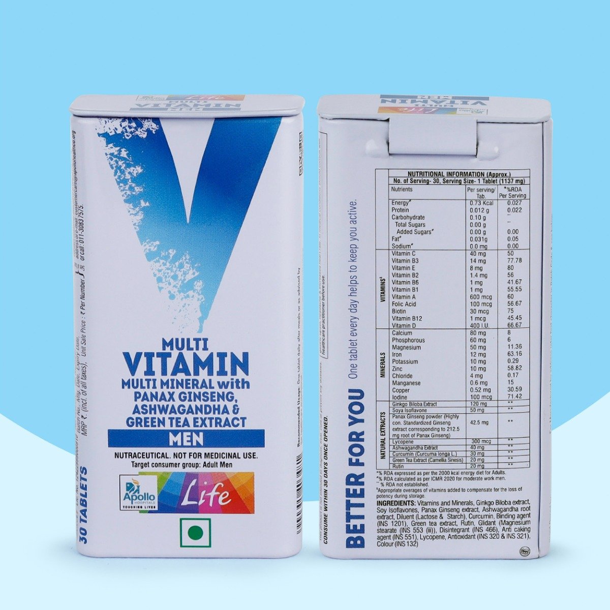 Apollo Life Multi Vitamin for Men, 30 Tablets, Pack of 1 Apollo Life Multi Vitamin for Men, 30 Tablets, Pack of 1