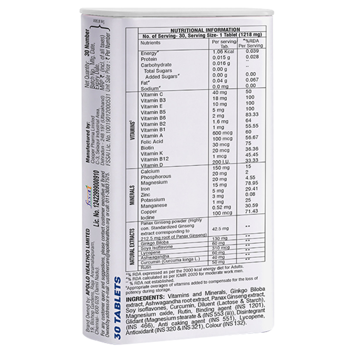 Apollo Life Multi Vitamin for Men, 30 Tablets Apollo Life Multi Vitamin for Men, 30 Tablets