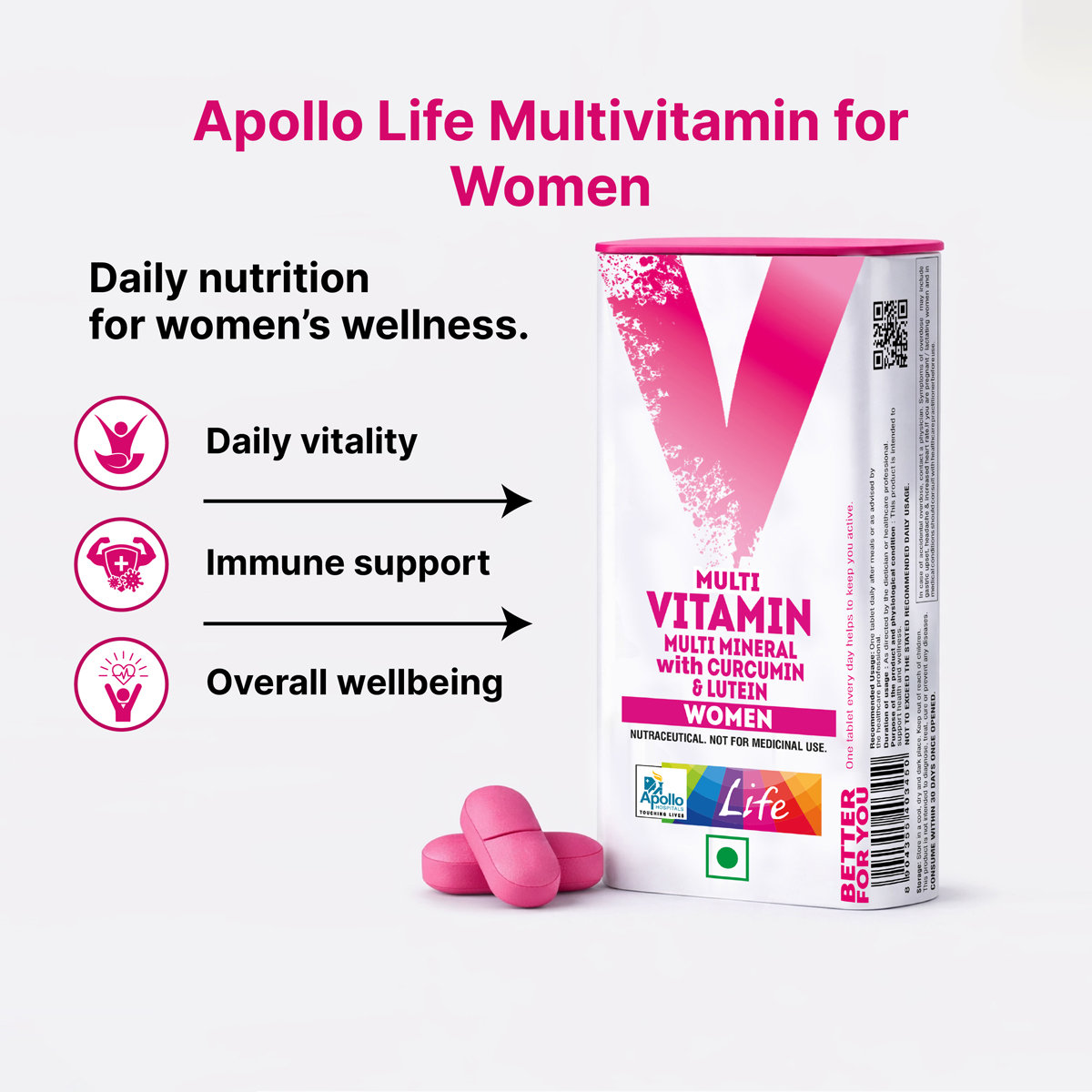 Apollo Life Multivitamin for Women, 30 Tablets Apollo Life Multivitamin for Women, 30 Tablets