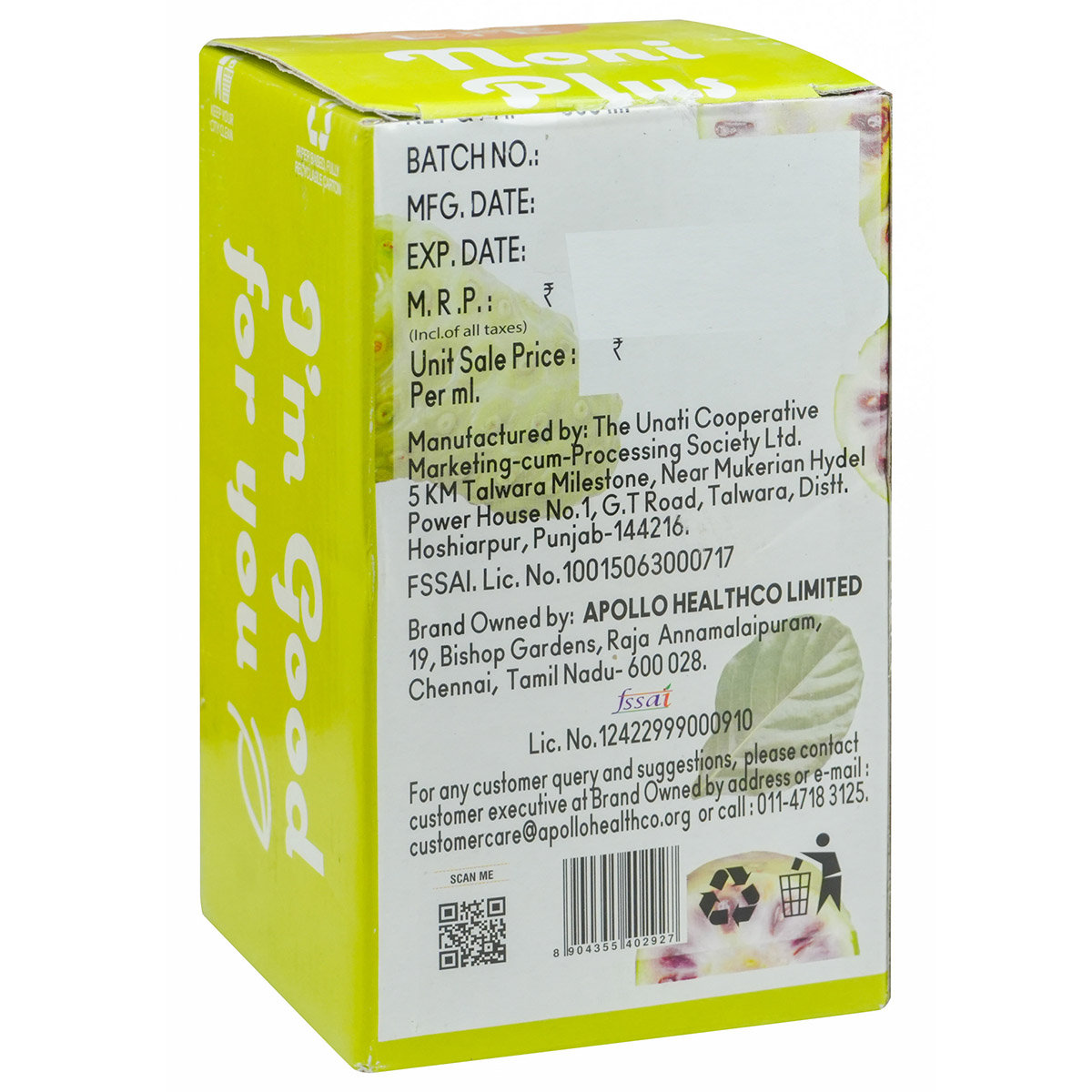 Apollo Life Noni Plus Juice, 500 ml, Pack of 1 Apollo Life Noni Plus Juice, 500 ml, Pack of 1