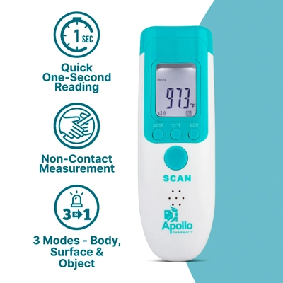 Apollo Pharmacy Non-Contact Infrared Thermometer, 1 Count, Pack of 1