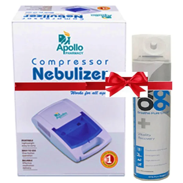 Apollo Nebulizer + Apollo Oxy99 Portable Oxygen Can 500 ml with Mask, Pack of 1