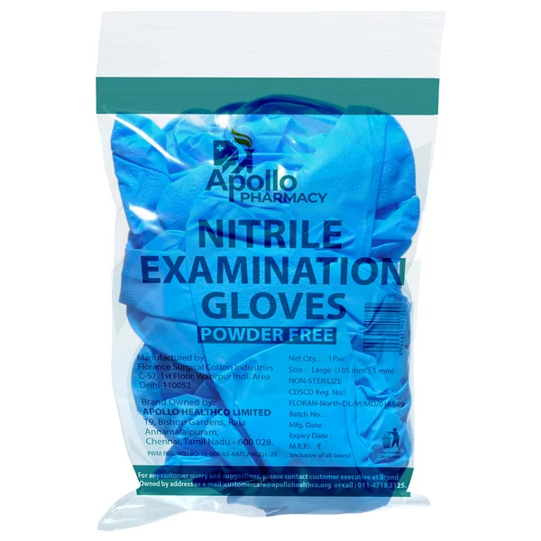 Apollo Nitrile Examination Gloves Powder Free, 1 Count, Pack of 1