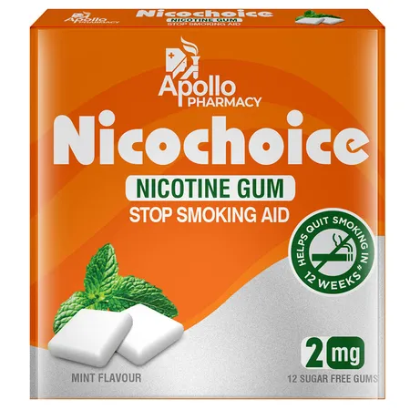Apollo Nicochoice 2 Mg Sugar Free Mint Flavour Nicotine Gum, 12 Count