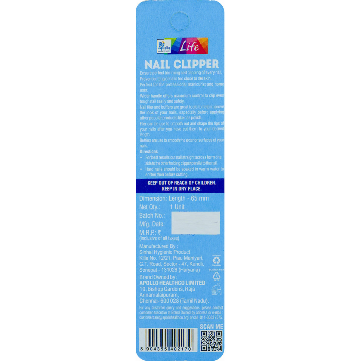 Apollo Life Nail Clipper Medium, 1 Count, Pack of 1 Apollo Life Nail Clipper Medium, 1 Count, Pack of 1