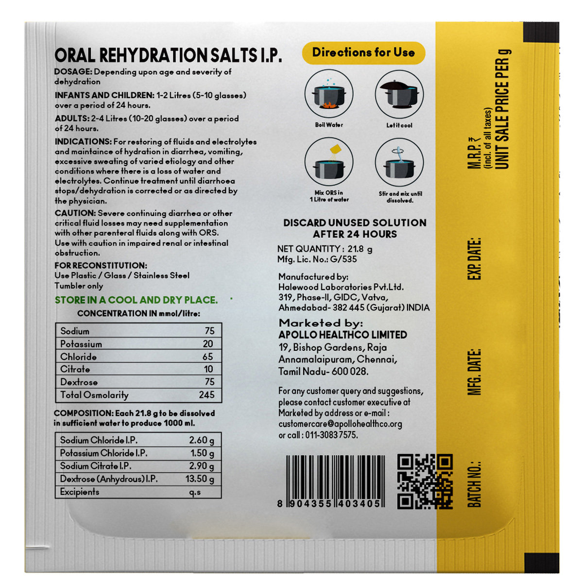 Apollo Life ORS Lemon Flavour Powder, 21.8 gm, Pack of 1 Apollo Life ORS Lemon Flavour Powder, 21.8 gm, Pack of 1