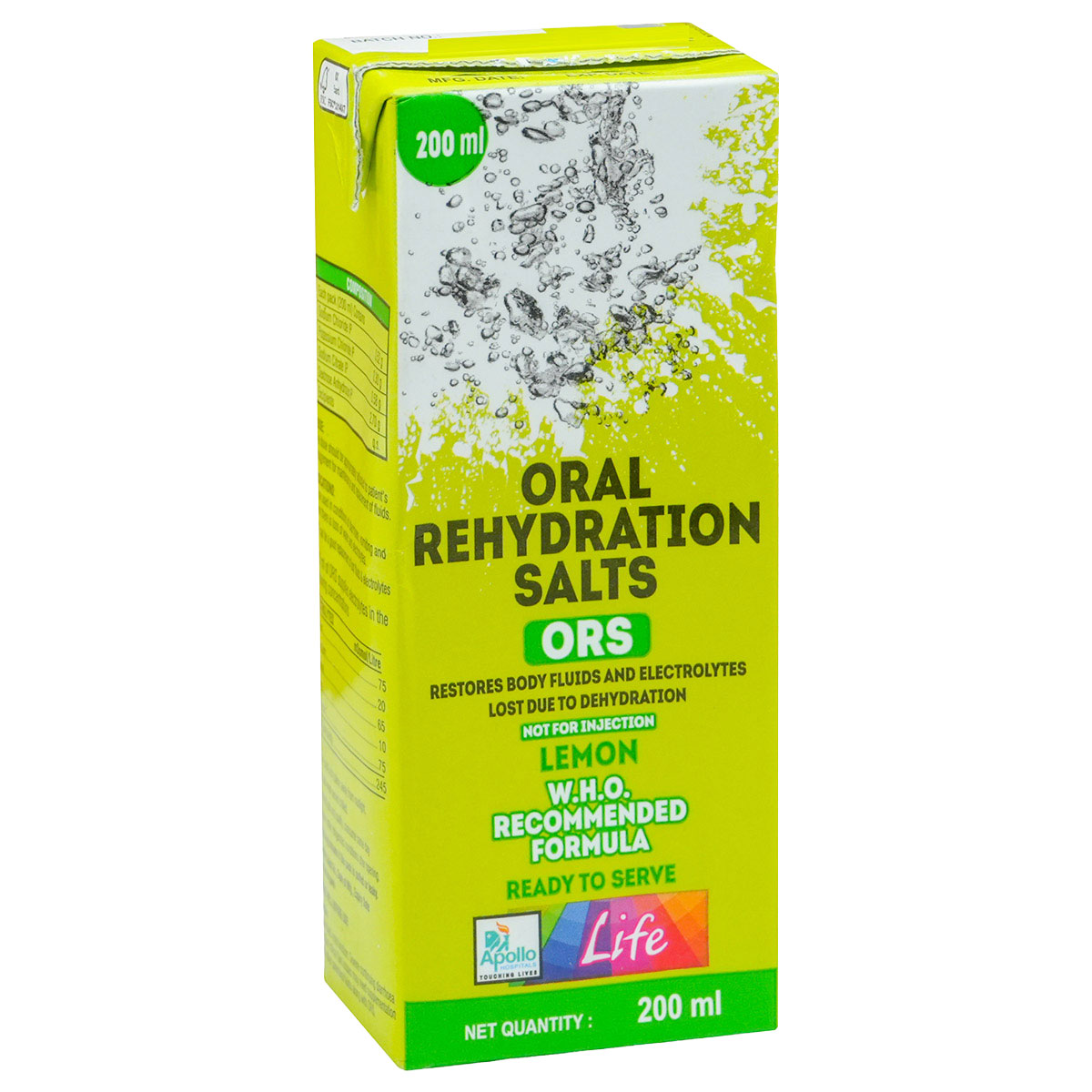 Apollo Life ORS Lemon Flavour Liquid Drink 800 ml (4x200 ml), Pack of 4 Apollo Life ORS Lemon Flavour Liquid Drink 800 ml (4x200 ml), Pack of 4